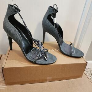 Reiss Coco Ash Grey Lizard Embossed Heel w Ankle Ties Size EU 39 - US 8